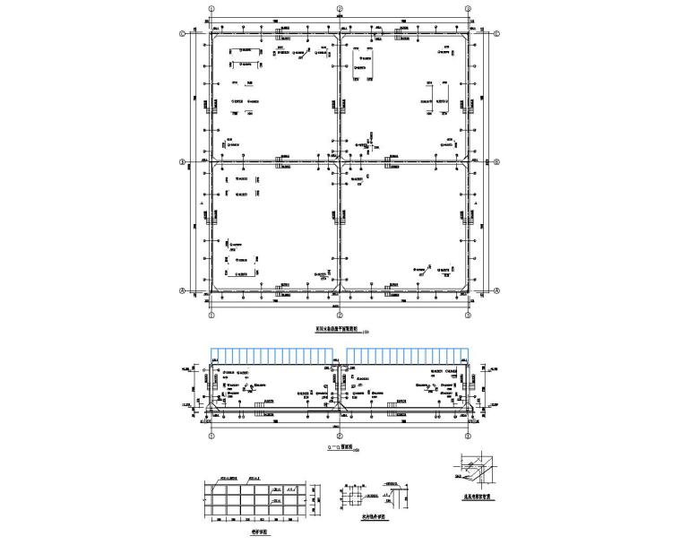 某田字布置回用水池施工图（CAD）-回用水池池壁平面配筋图