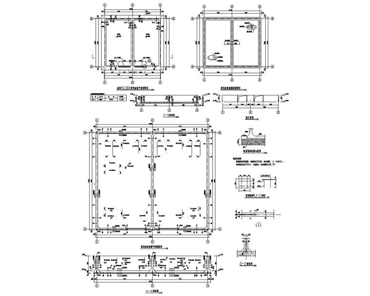 某田字布置回用水池施工图（CAD）-高位渣池池壁平面配筋图