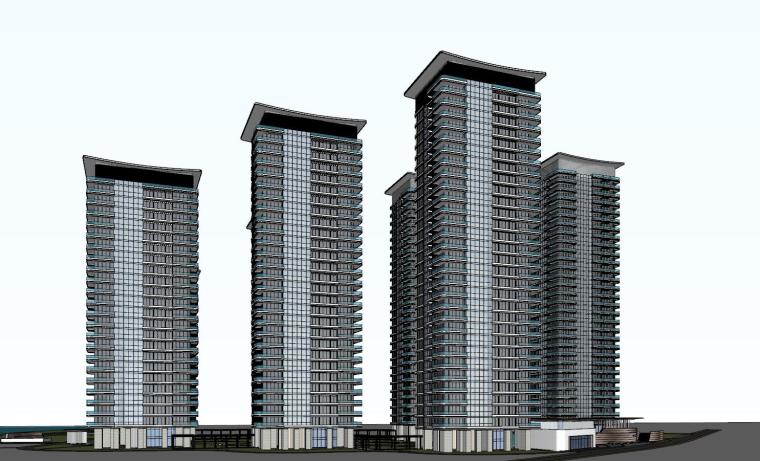 高层豪宅建筑资料下载-[湖北]现代高层沿湖豪宅建筑模型设计