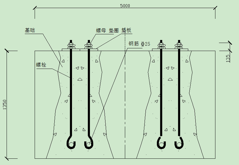 塔基螺栓剖面图