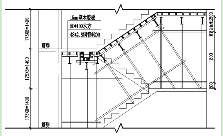 樓梯支撐剖面圖