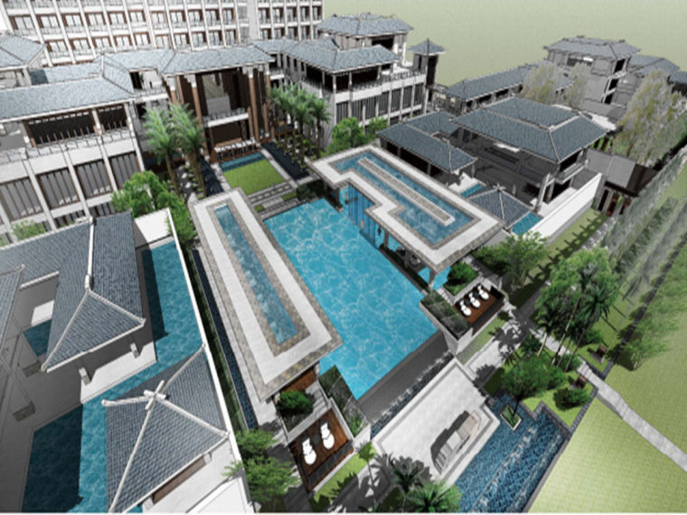 海景酒店方案设计资料下载-海南三亚酒店新中式景观方案设计