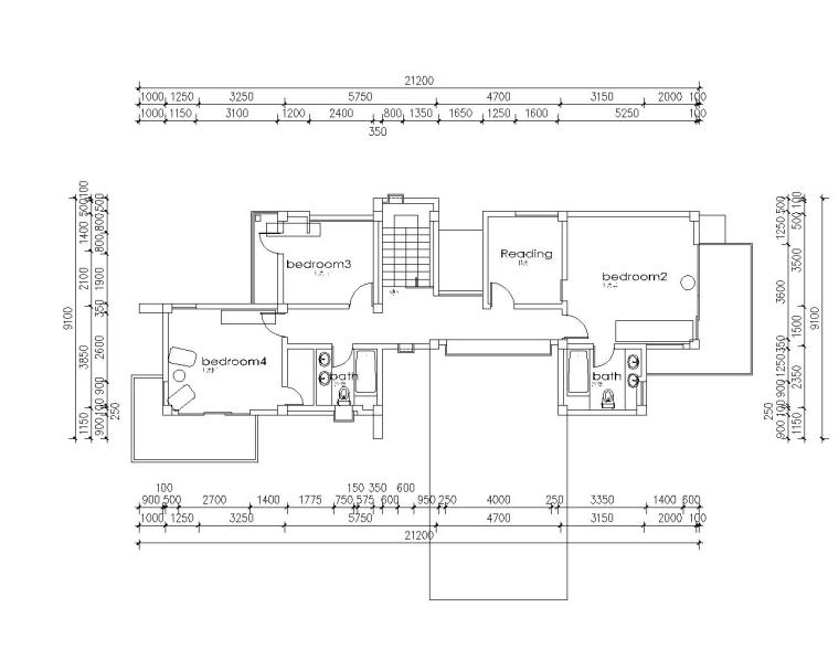 楼梯施工图cad参考图集资料下载-山地二层农村住宅结构施工图（CAD含建筑）
