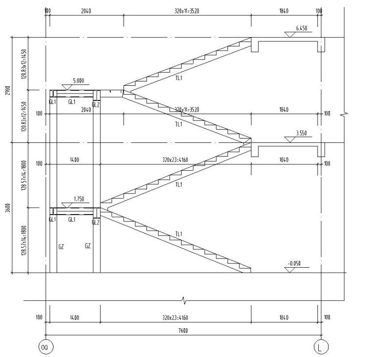 cad钢楼梯大样图资料下载-某钢结构梁式楼梯施工图（CAD）