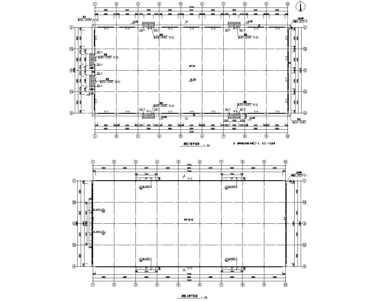 双跨钢结构厂房剖面资料下载-32米双跨钢结构厂房结构施工图（CAD）
