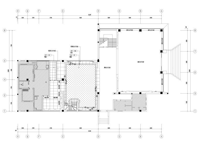 [江苏]883㎡现代二层售楼处装饰设计施工图-一层地面铺装图