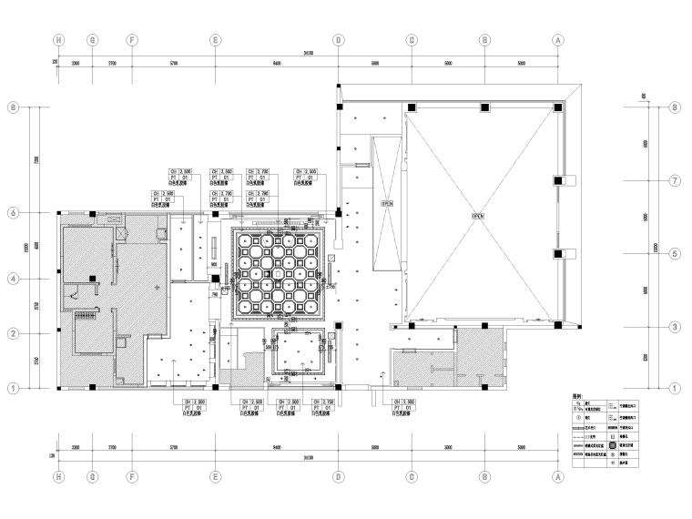 [江苏]883㎡现代二层售楼处装饰设计施工图-一层天花布置图