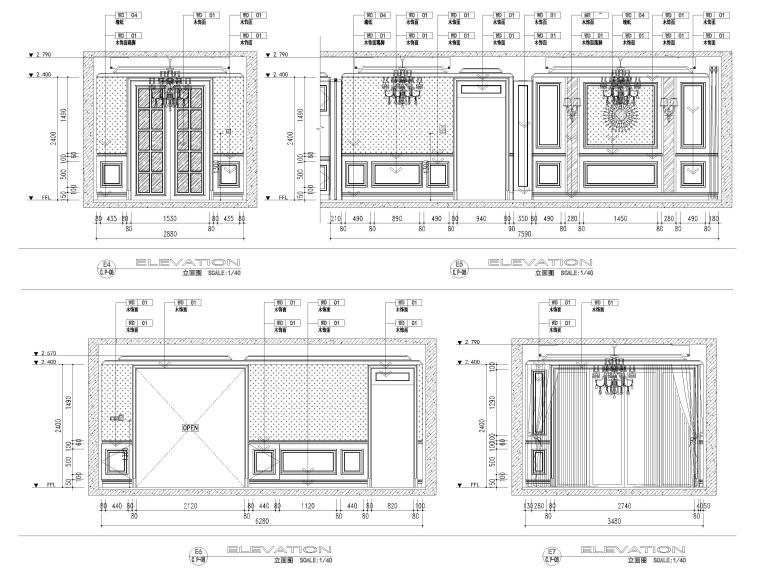 [江苏]115㎡现代两居室样板间设计施工图-客厅立面图2