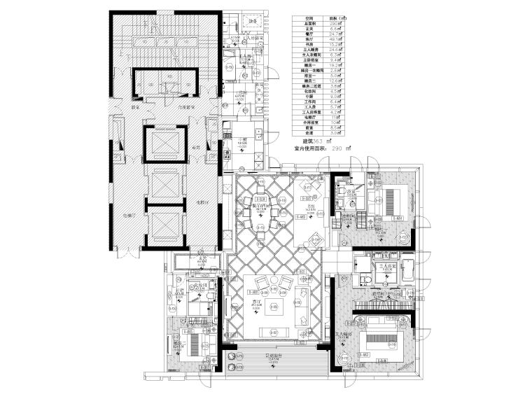 居室空间设计ppt资料下载-[深圳]236㎡现代三居室样板间设计施工图