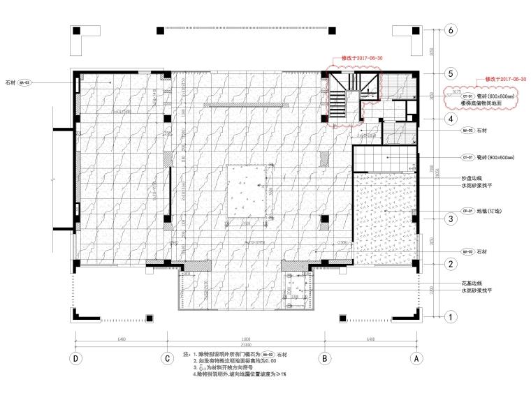 [江苏]​二层现代售楼部室内装修设计施工图-一层地面材质开线图