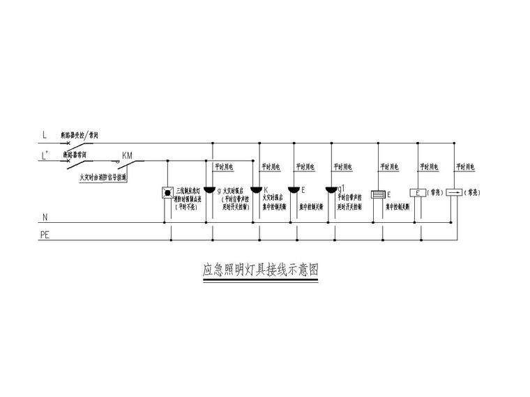 甲级院_四川某学院四栋宿舍楼电气图纸2016-9应急照明灯具接线示意图