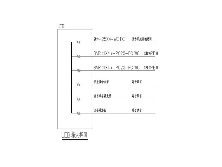 甲级院_四川某学院四栋宿舍楼电气图纸2016-LEB箱大样图