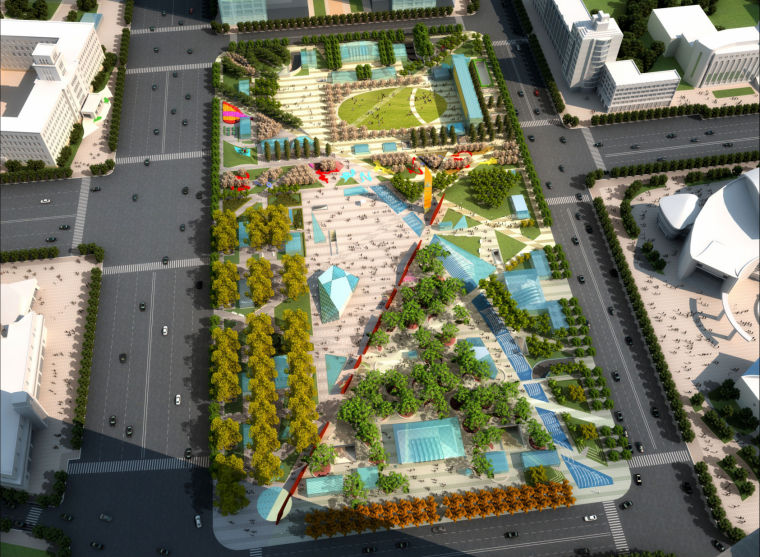 公共广场设计cad资料下载-[沈阳]知名企业现代风市民广场景观方案设计