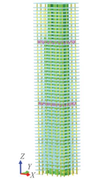方正金融中心主塔楼结构选型与分析2020-整体三维轴测图