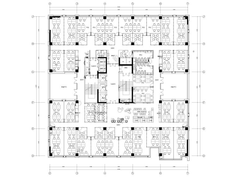 宾馆客房智能化电气平面及系统图资料下载-[厦门]万科公社六层现代办公空间平面系统图