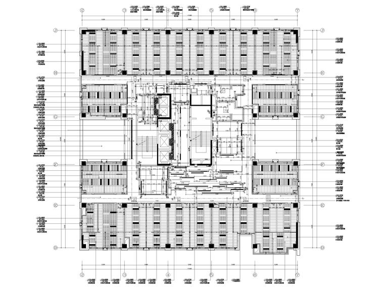 [厦门]现代六层办公楼室内装修平面系统图-三~六层天花定位平面图