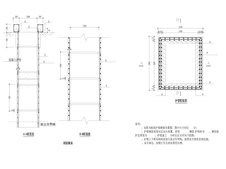 [深圳]博物馆地勘报告及锚拉桩板挡墙CAD-A、C、D型桩护壁大样图