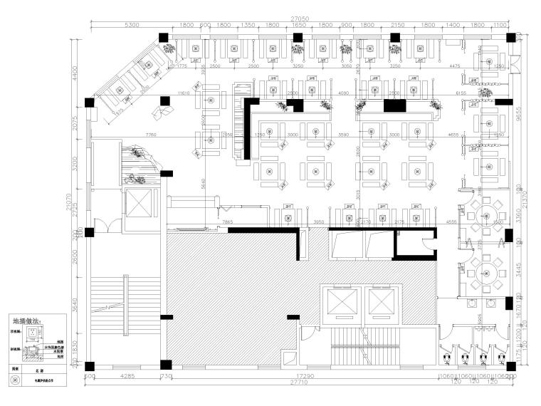 [甘肃]650㎡二层中式小龙坎火锅店施工图-二层燃气点位定位平面图