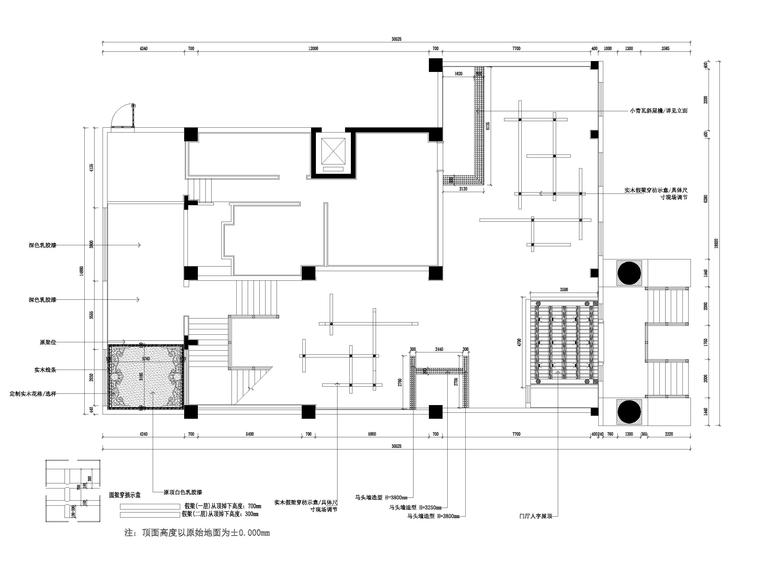 [江苏]670㎡二层中式小龙坎火锅店施工图-一层天花布置图