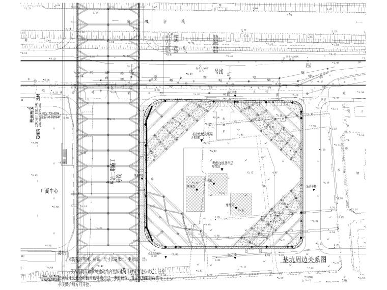 [广州]高层塔楼地下连续墙支护CAD及地勘-基坑总平面布置图