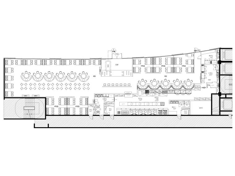 ​[上海]国展中心550㎡兴鸿餐厅设计施工图-平面布置图