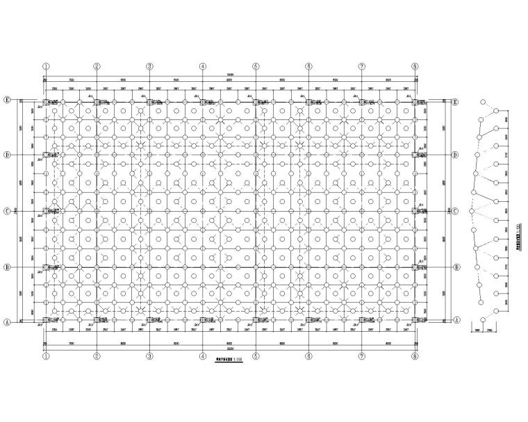 穹顶网架体育馆资料下载-8度区体育馆钢结构网架屋面结构施工图CAD