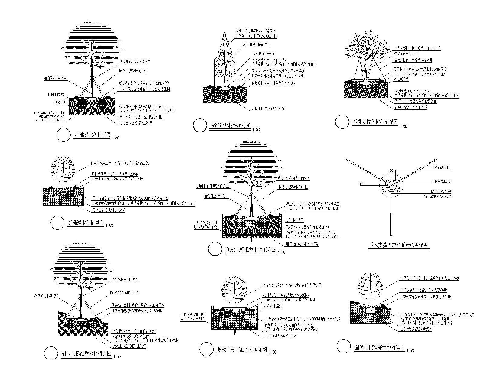 行道树种植设计平面图图片
