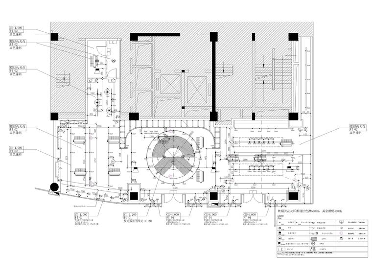 ​[天津]262㎡汽车展厅体验店施工图+效果图-综合天花布置图