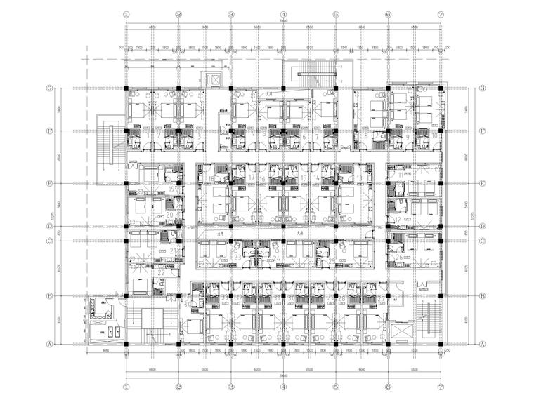 [河北]4350㎡星程商务酒店室内全套施工图-三，四层平面布置图