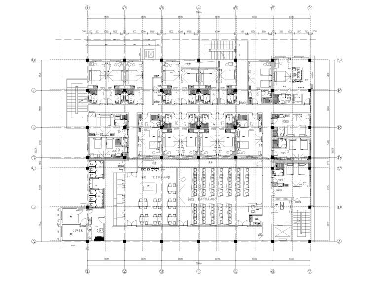 [河北]4350㎡星程商务酒店室内全套施工图-五层平面布置图