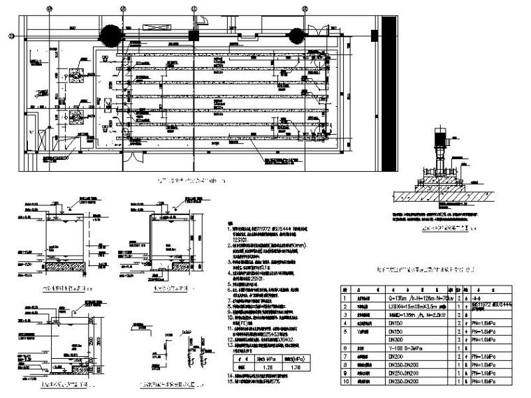 超高层办公建筑方案图纸资料下载-超高层办公建筑生活泵房大样图CAD