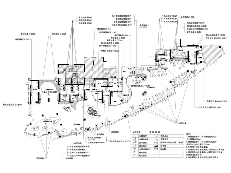 ​[海南]滨江海岸860㎡现代售楼处施工图-机电平面布置图