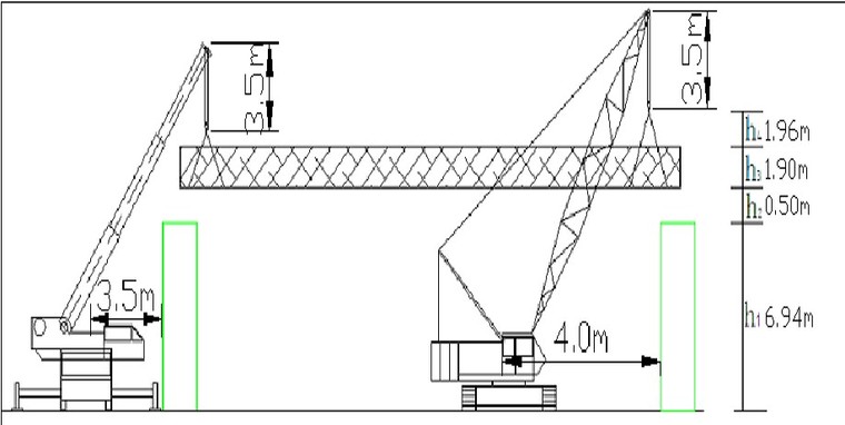 河桥T梁运输与吊装专项施工方案-起重机起重高度计算