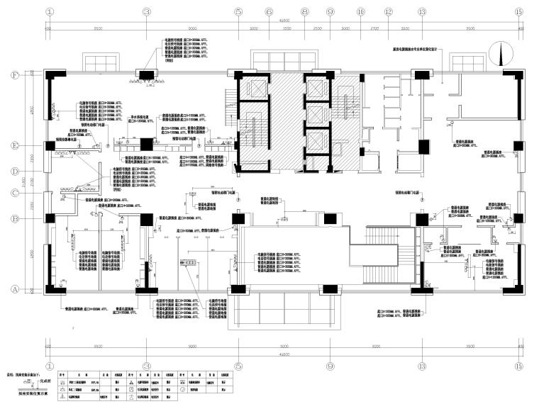 [江苏]​1500㎡禅意中式办公楼设计施工图-二层插座布置图