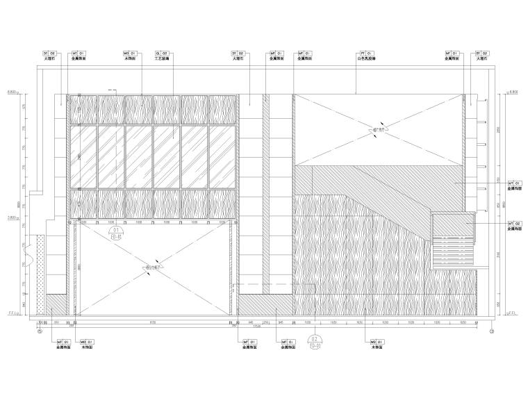 [江苏]​1500㎡禅意中式办公楼设计施工图-办公楼一层立面图