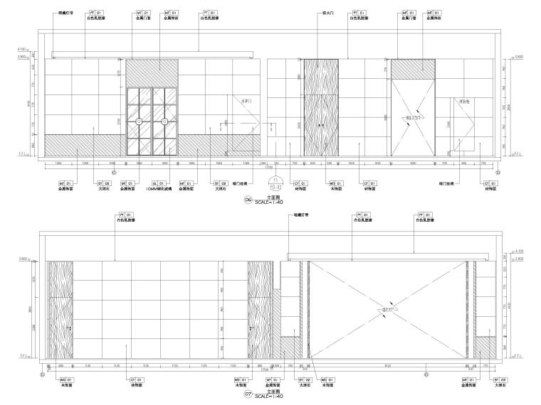 [江苏]​1500㎡禅意中式办公楼设计施工图-办公楼一层立面图3