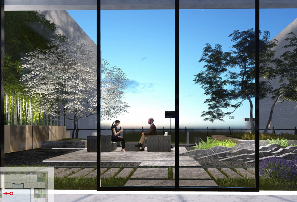 [湖北]某大楼新中式风屋顶花园景观方案-效果图