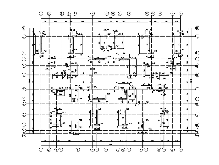 [贵州]5栋多高层住宅楼结构施工图2020-墙柱平面布置图