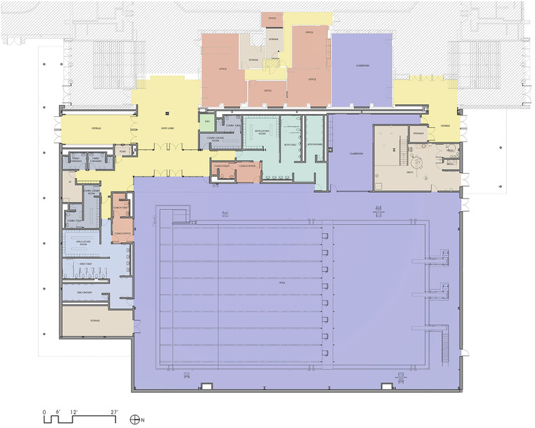 美国jefferson高中游泳馆平面图