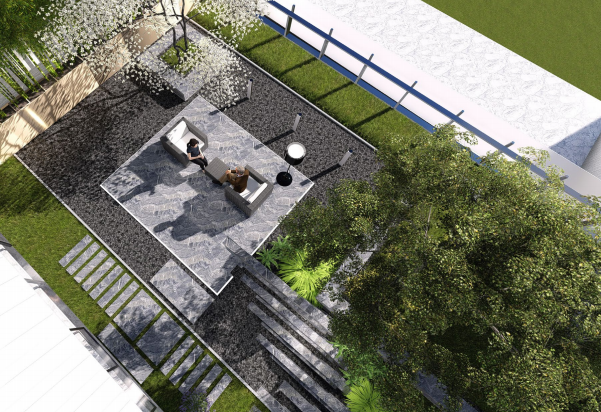 新中式景观屋顶花园资料下载-[湖北]某大楼新中式风屋顶花园景观方案