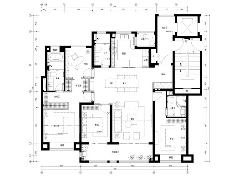 一个三居室的全套施工图资料下载-[江苏]166㎡新中式三居室样板间全套施工图