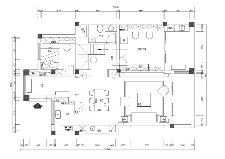 双层cad施工图资料下载-[江苏]南京混搭风双层别墅施工图_附效果图