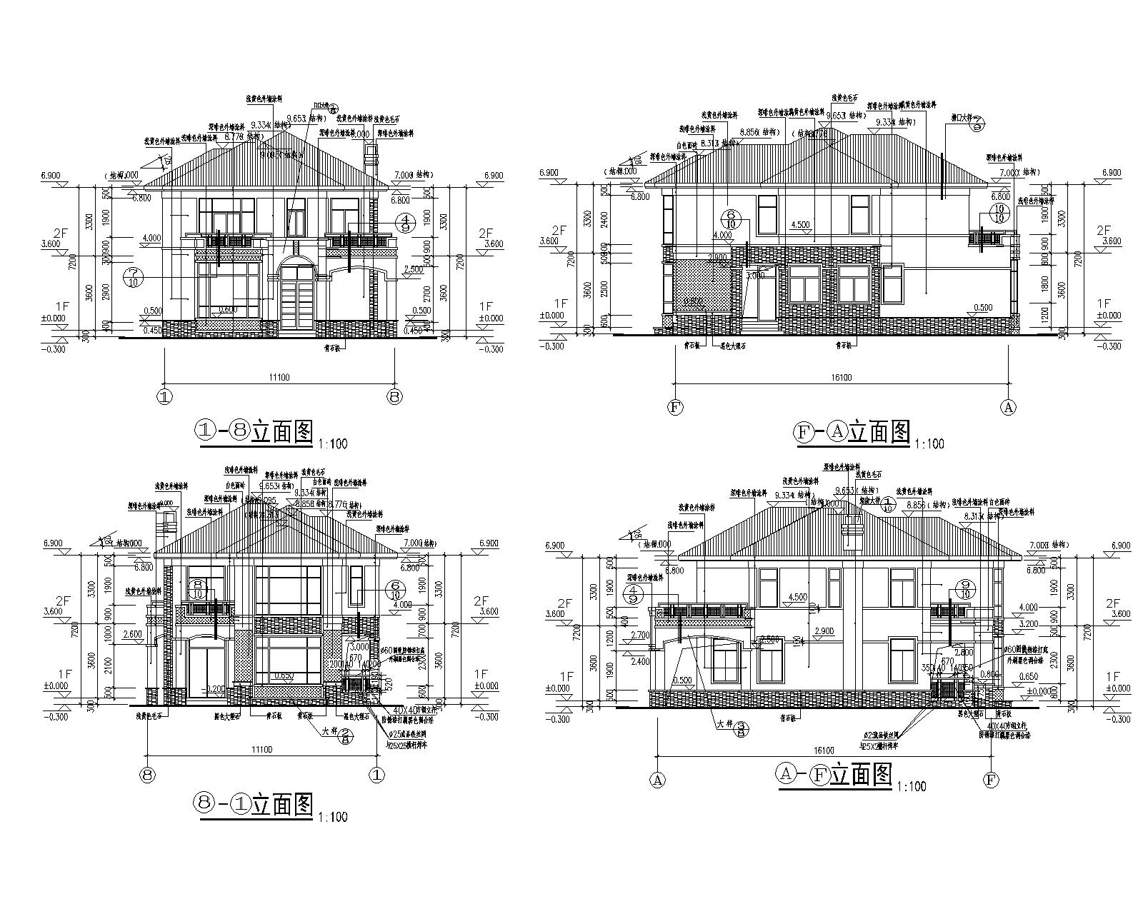 东莞欧式二层别墅框架结构施工图cad含建筑