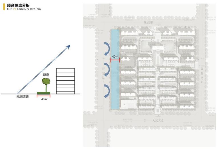 [陕西]知名企业高层洋房住宅规划设计方案-噪音隔离分析