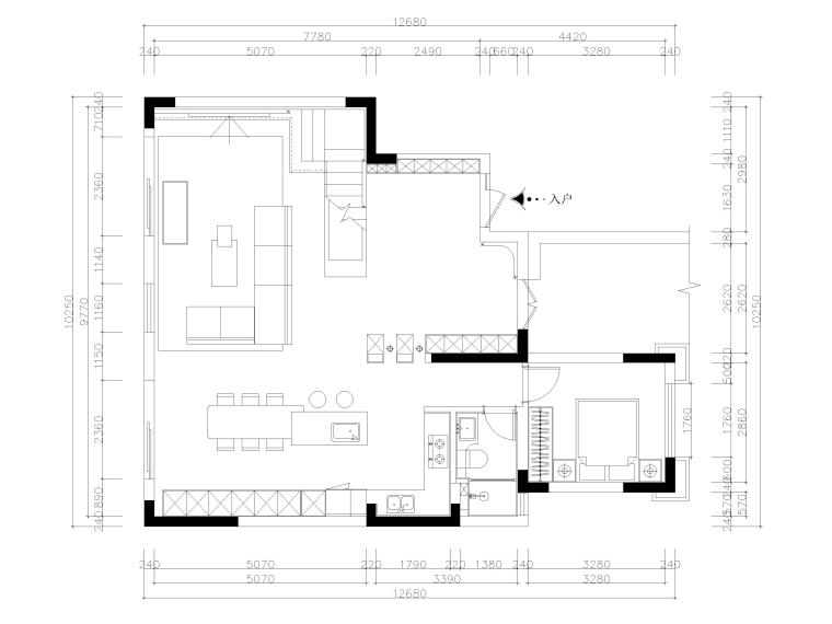 现代别墅水电图资料下载-​178㎡现代台式风两居室别墅私宅施工图