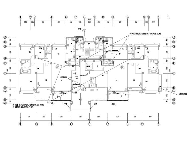 [一键下载] 8套别墅建筑电气施工图合集-2弱电干线平面图