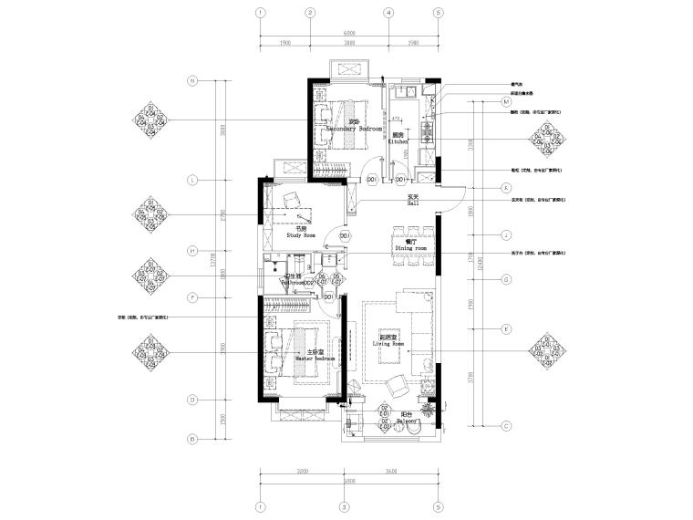 85平两居室样板间资料下载-[济南]瑞公馆77㎡现代两居室样板间施工图
