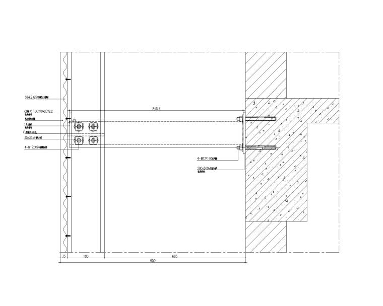 [遵义]多层厂房金属墙面工程结构施工图CAD-波纹板节点图