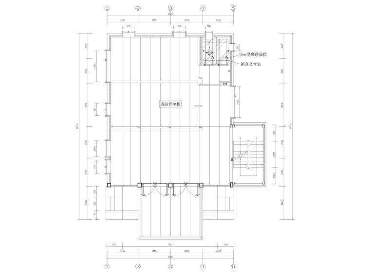 348㎡集装箱改造loft办公空间项目施工图-一层天花布置图