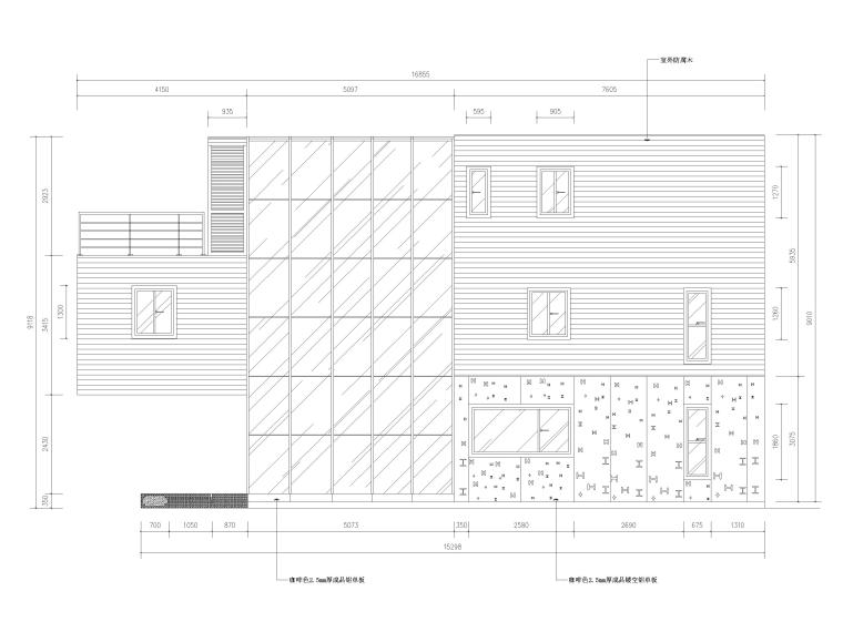 348㎡集装箱改造loft办公空间项目施工图-建筑立面图